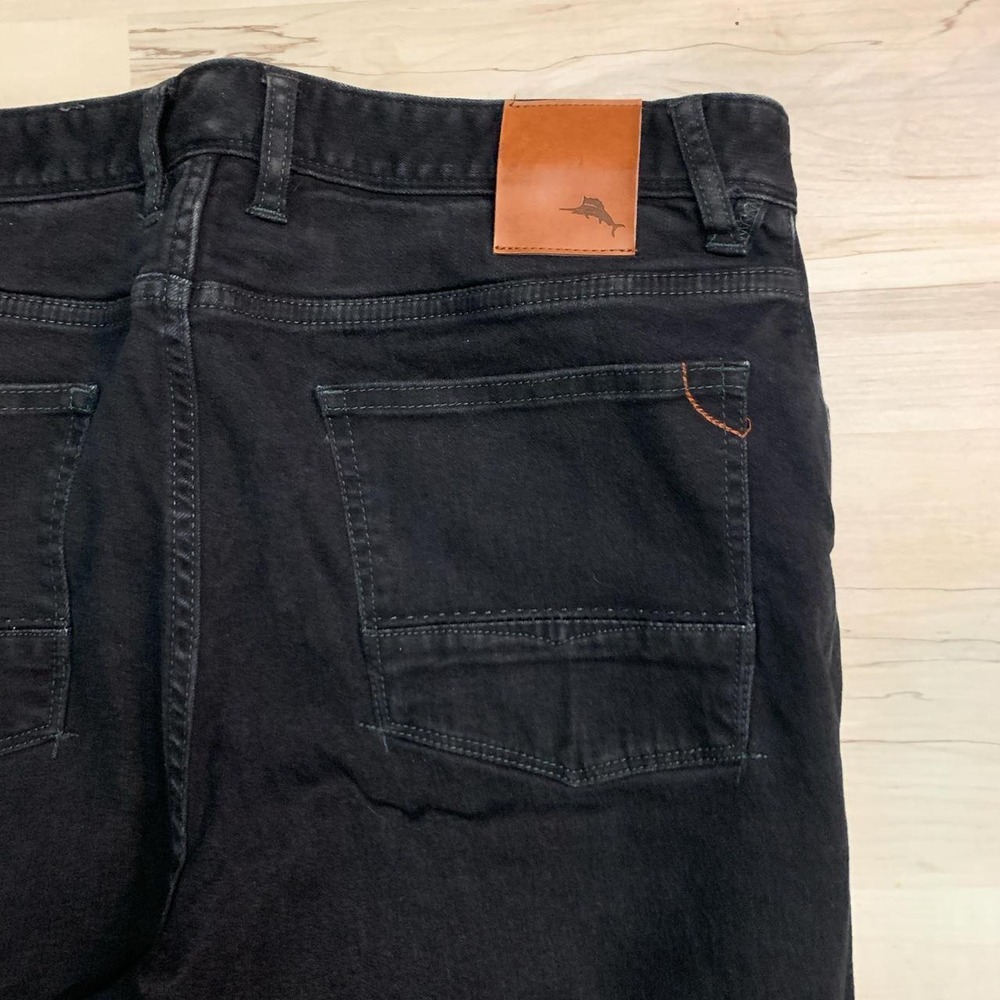 Tommy Bahama Mens Black Stretchy Straight Leg Jeans 35x30